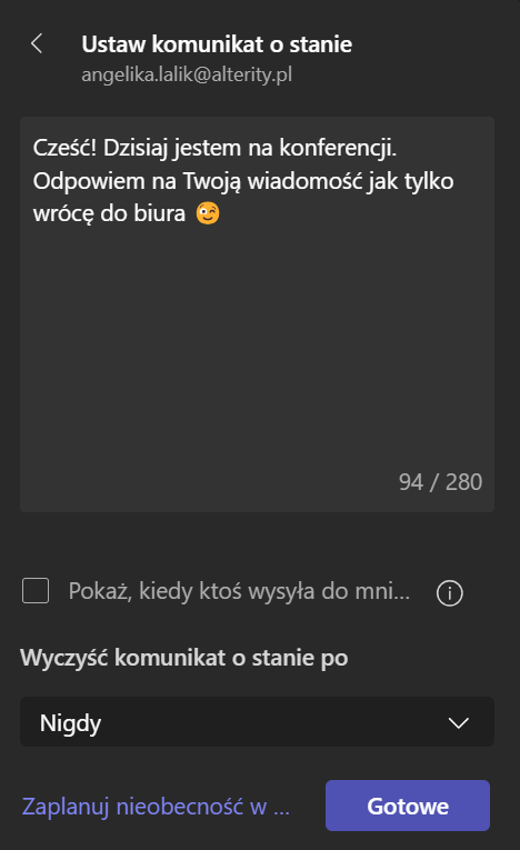 Jak ustawić status na Teamsie?